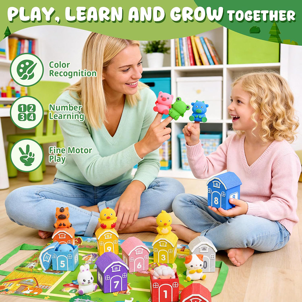 Montessori Toys for Toddlers, 20Pcs Farm Toys with Storage Bags/Playmat Counting, Matching, Sorting Preschool Learning Toy
