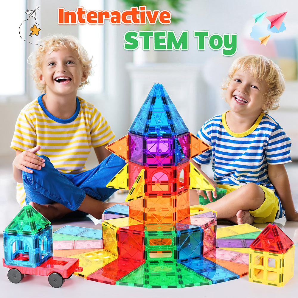 120pcs Magnetic Tiles for Kids,Educational Magnetic Building Blocks for Boys Girls
