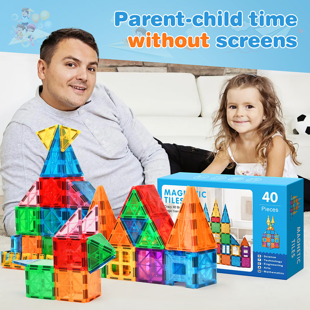 Magnetic Tiles Preschool Learning Sensory Montessori Toys, Educational Toys for Toddlers Kids Ages 3+