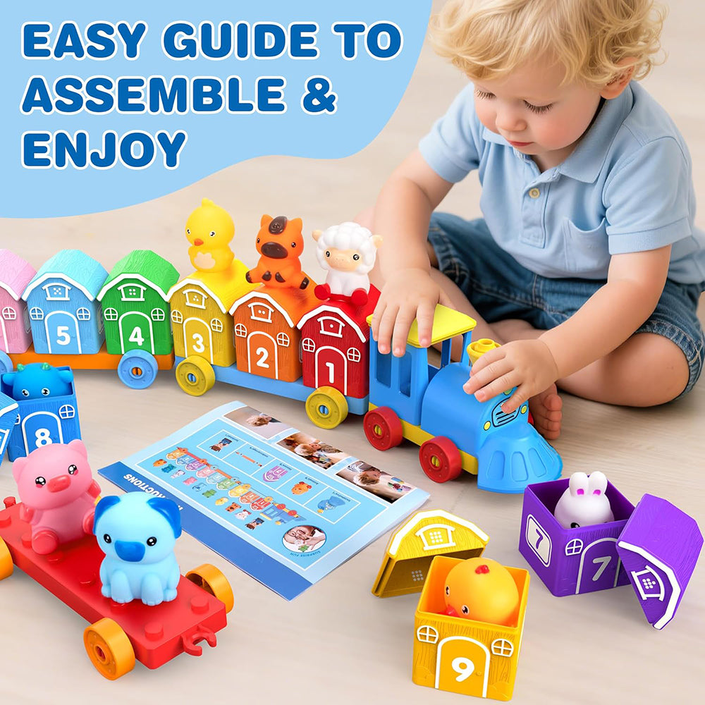 Montessori Toys for Toddlers, 20 Pcs Counting, Matching, Sorting Preschool Learning Toy Train Set
