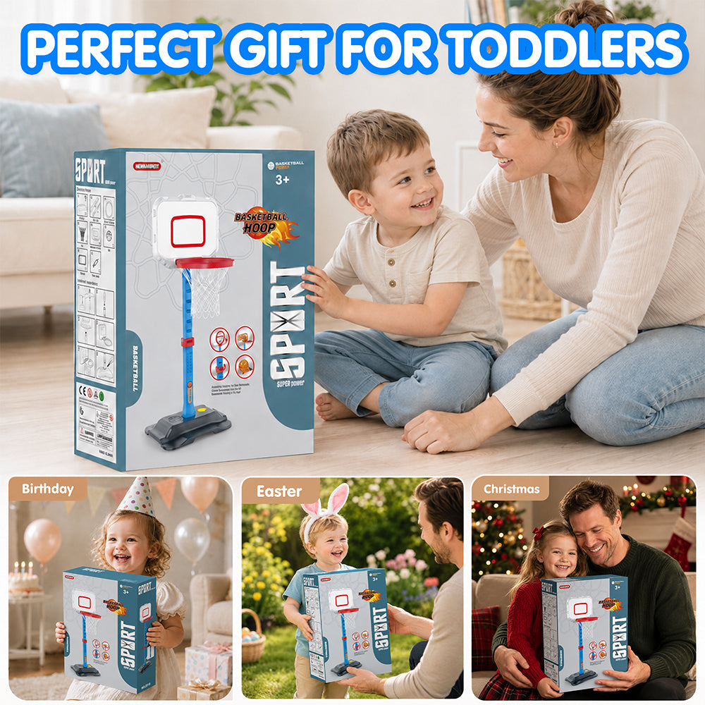 Toddler Basketball Hoop Height Adjustable Kids Basketball Hoops for Indoor & Outdoor Play with 2 Balls