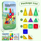 Mini Magnetic Tiles, 32PCS Travel Magnetic Blocks with Case, STEM Educational Building Set Construction Toys