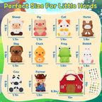 Farm Animal Barn Toys Portable Doll House with Finger Puppets & DIY Stickers
