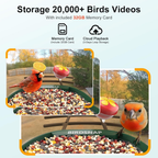 Bird Feeder with Camera,2K HD with 32GB Card, AI Identify Smart Bird House Cam,Motion Detection