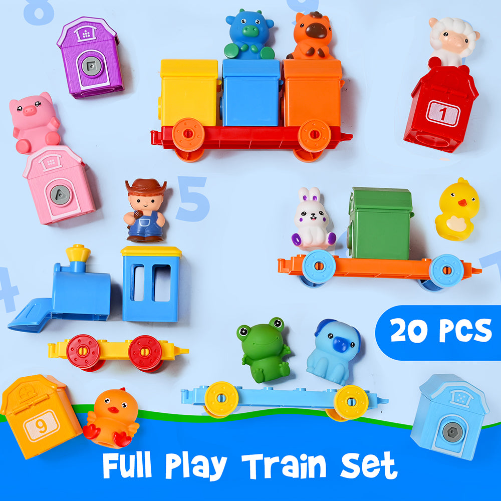 Farm Train Learning Toy, Counting, Matching & Sorting Montessori Learning Animal Set