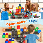 Magnetic Tiles Road Set, Magnetic Building Tiles with 2 Cars, Preschool Montessori Toys Magnetic Blocks