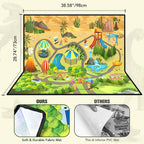 Dinosaur Toys with Play Mat, 46PCS Realistic Jurassic Dinosaurs Figures with Eggs&Trees&Fence