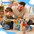 Kids Tool Set, 34 Pcs Wooden Toddler Tool Box with Apron, Portable STEM Educational Pretend Play Construction Toys