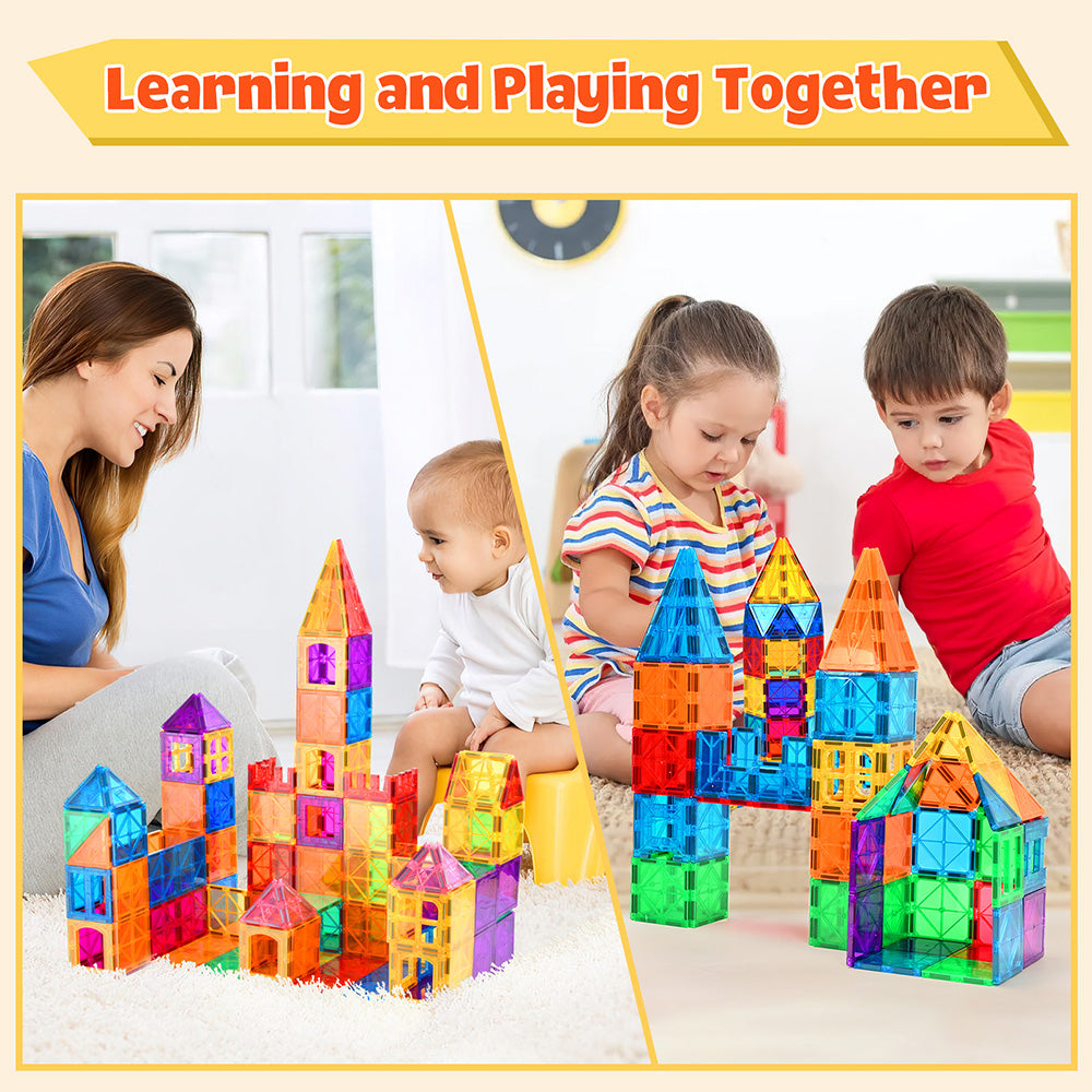 Magnetic Tiles Kids Toys, Magnetic Blocks Building Construction STEM Sensory Toys for Toddler