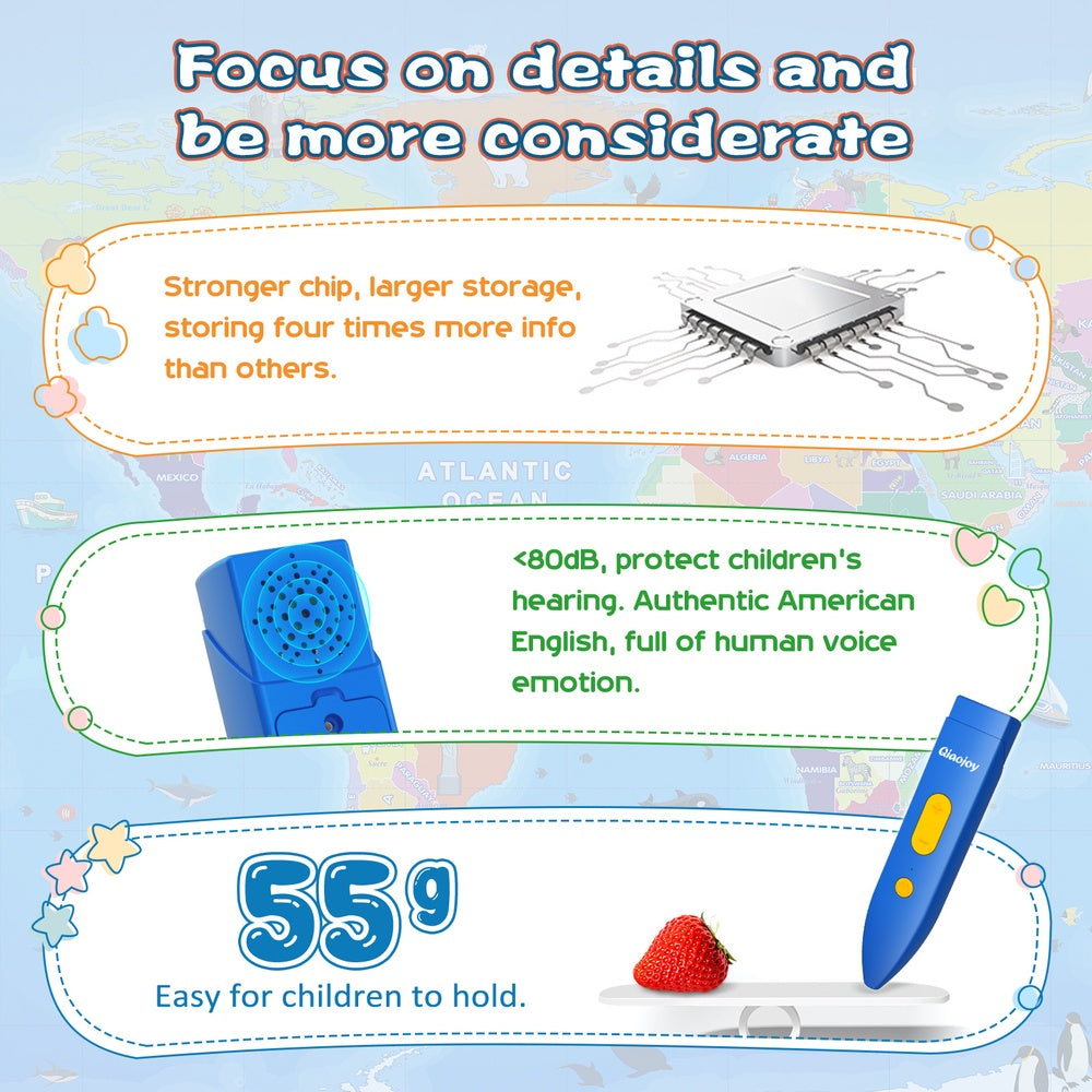 Bilingual Interactive World Map for Kids, Talking Geography Learning Toy with Quiz Games for Ages 3-12，Birthday Gifts