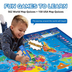 Bilingual Interactive for Kids Talking USA Map World Map for Kids Learning,Geography Toys Games Gift for 4-12 Girls/Boys