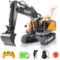 Double E Volvo 1:16 Scale Remote Control Excavator, 17 Channel 3-in-1 Construction Toy with Metal Shovel, Drill, Grab & Lights, 2.4GHz Full Function Digger for Outdoor Sandbox, Gift for Kids & Adults