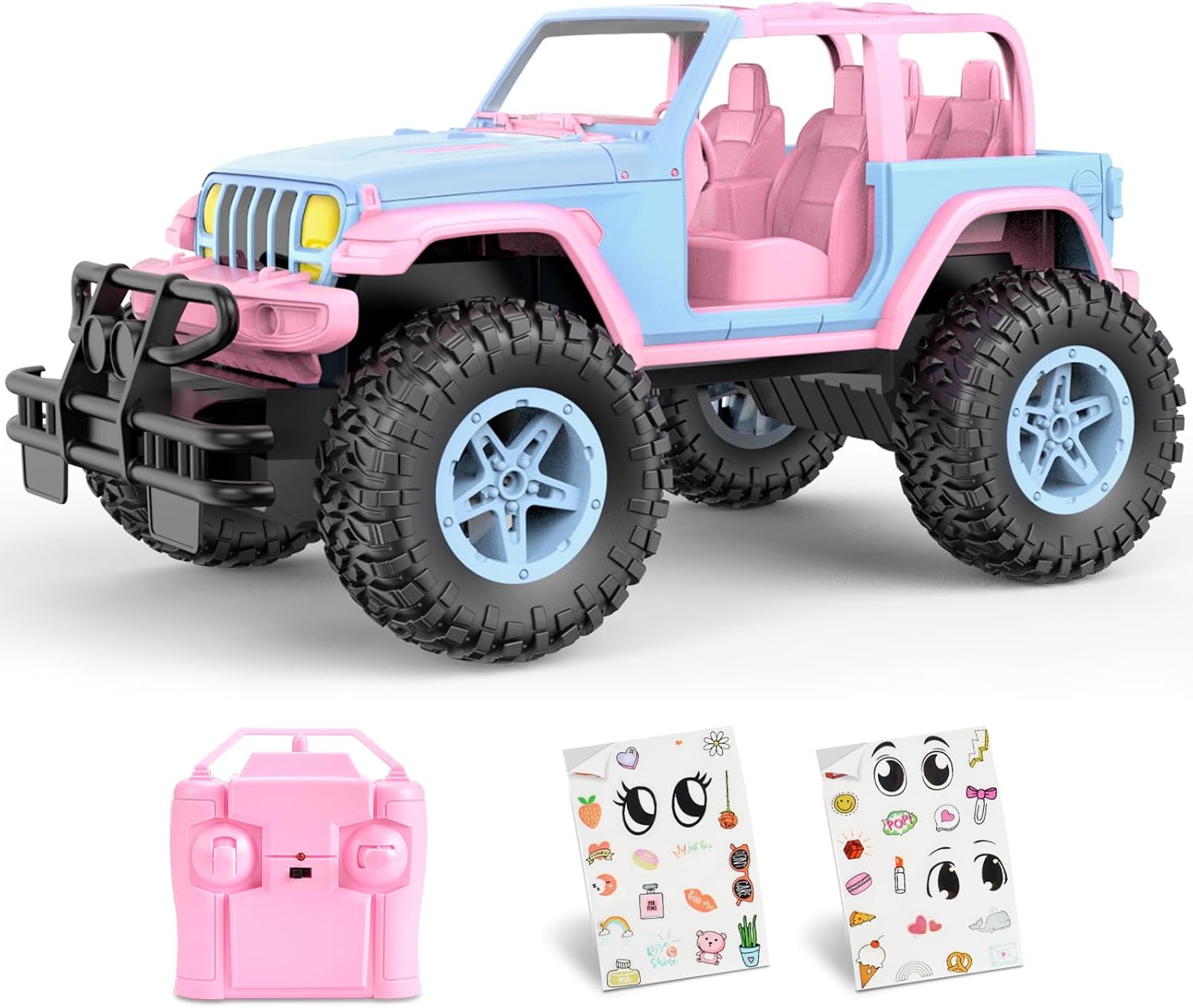 NQD 1:16 2.4Ghz Off Road RC Truck, 80 Mins Play with Stickers, Remote Control Car Gift for Girls Ages 3-6
