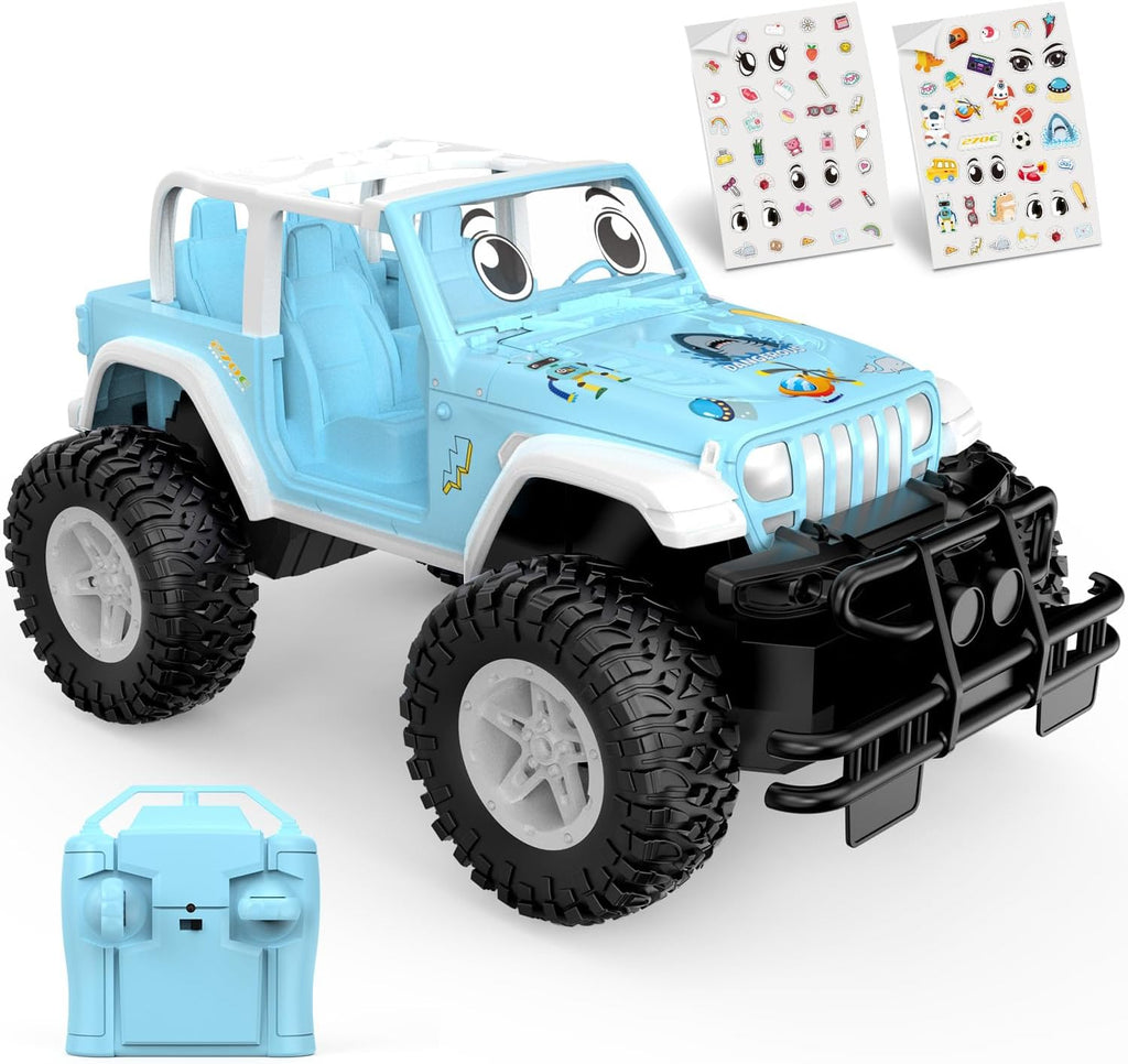NQD Blue 1:16 Remote Control Off Road RC Truck, 2.4Ghz All Terrain Toy Car with Stickers, 80 Mins Playtime Gift for Kids