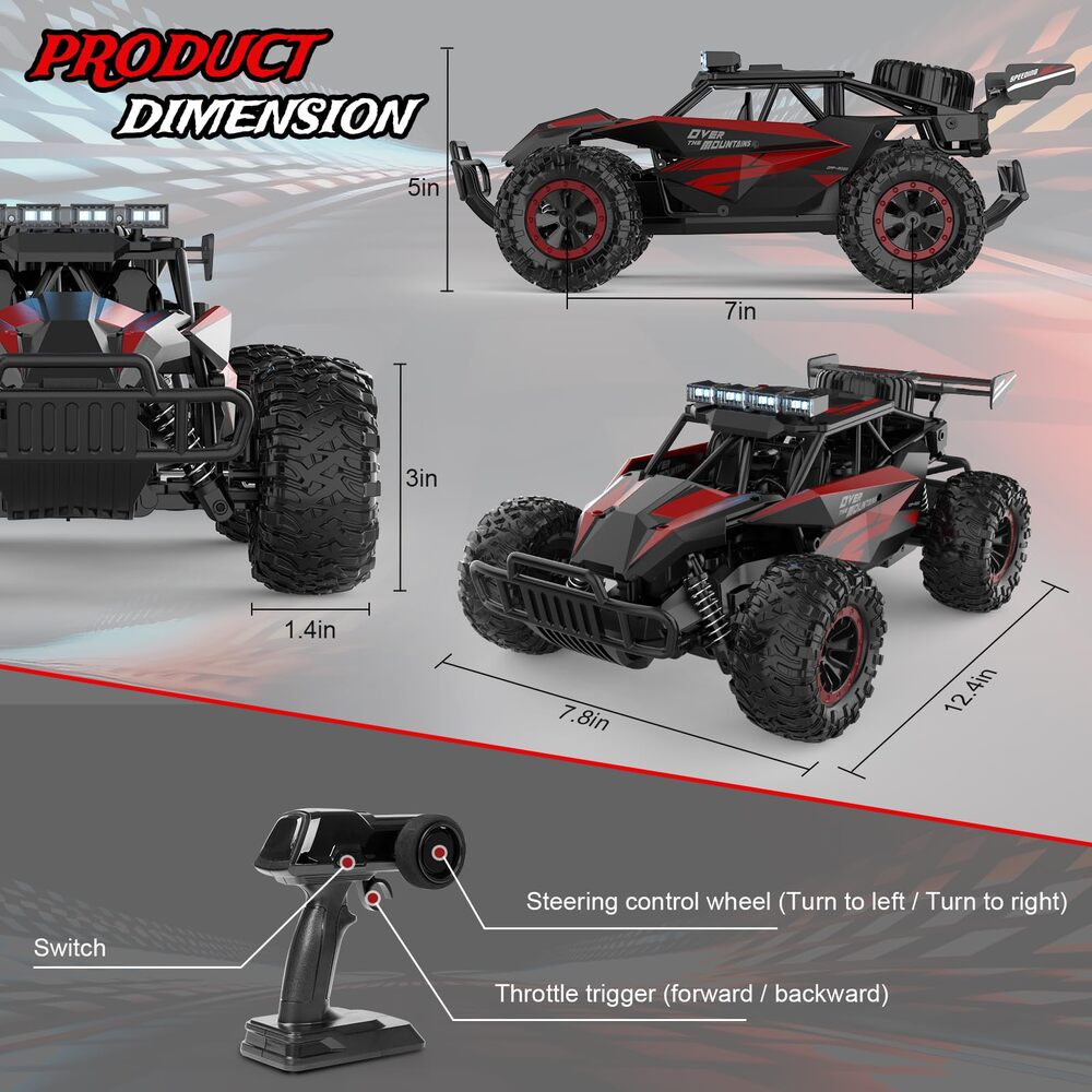 Remote Control Car 2.4GZh High Speed 25km/h 50+min with LED Headlight