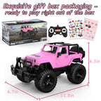 DOUBLE E Jeep Licensed 1:14 Pink RC Car for Girls, Open-Top Off Road Truck with LED Lights, Birthday Gift Girls 6+