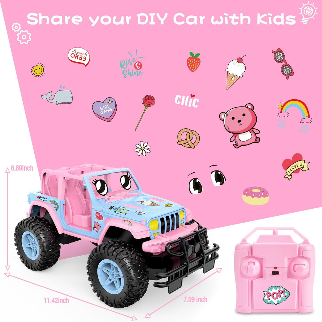 NQD 1:16 2.4Ghz Off Road RC Truck, 80 Mins Play with Stickers, Remote Control Car Gift for Girls Ages 3-6