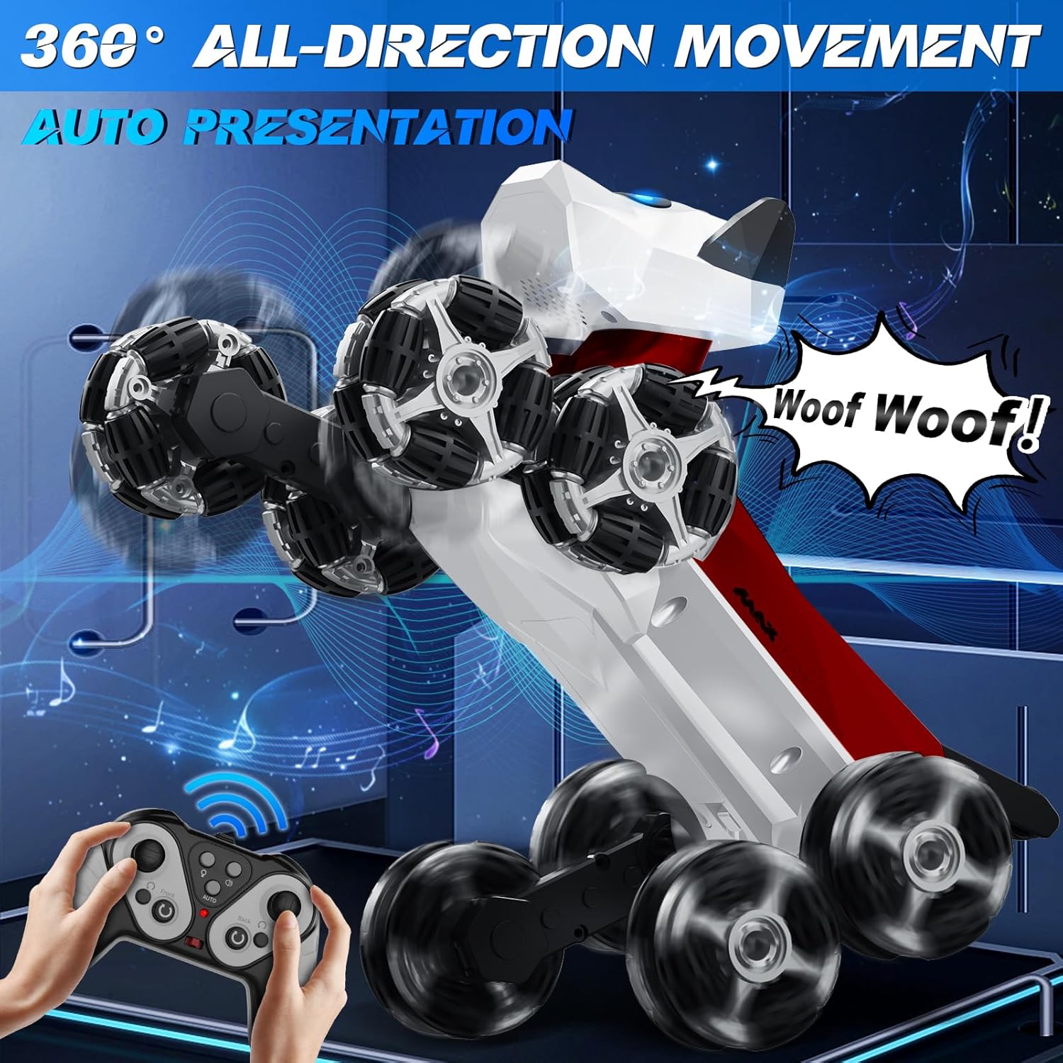 NQD RC Robot Dog Toy: 360° Spin Stunt Robotic Car with LED Eyes & Sound, Ideal Gift for Kids Boys Girls