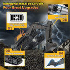 Remote Control Excavator Toy 1/14 Scale RC Excavator, 22 Channel Upgrade Full Functional Construction Vehicles Rechargeable RC Truck with Metal Shovel and Lights Sounds
