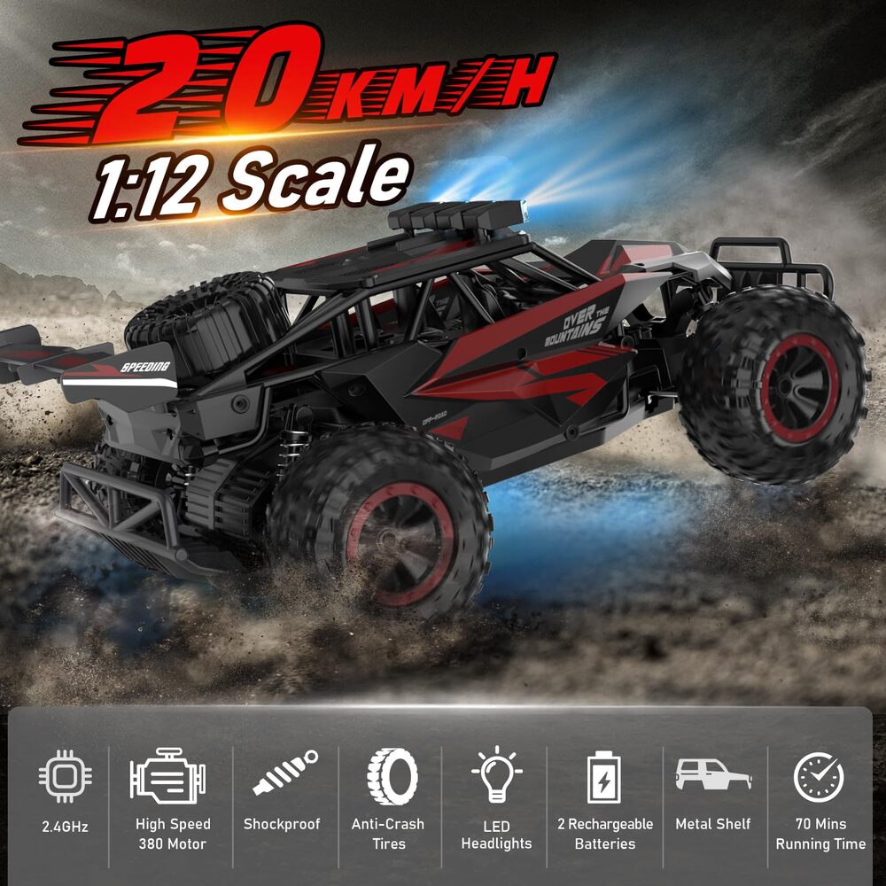 Remote Control Car 2.4GZh High Speed 25km/h 50+min with LED Headlight