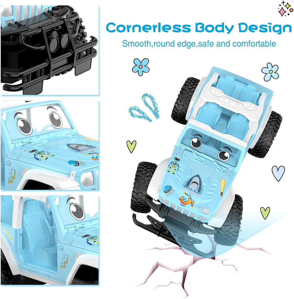 NQD Blue 1:16 Remote Control Off Road RC Truck, 2.4Ghz All Terrain Toy Car with Stickers, 80 Mins Playtime Gift for Kids