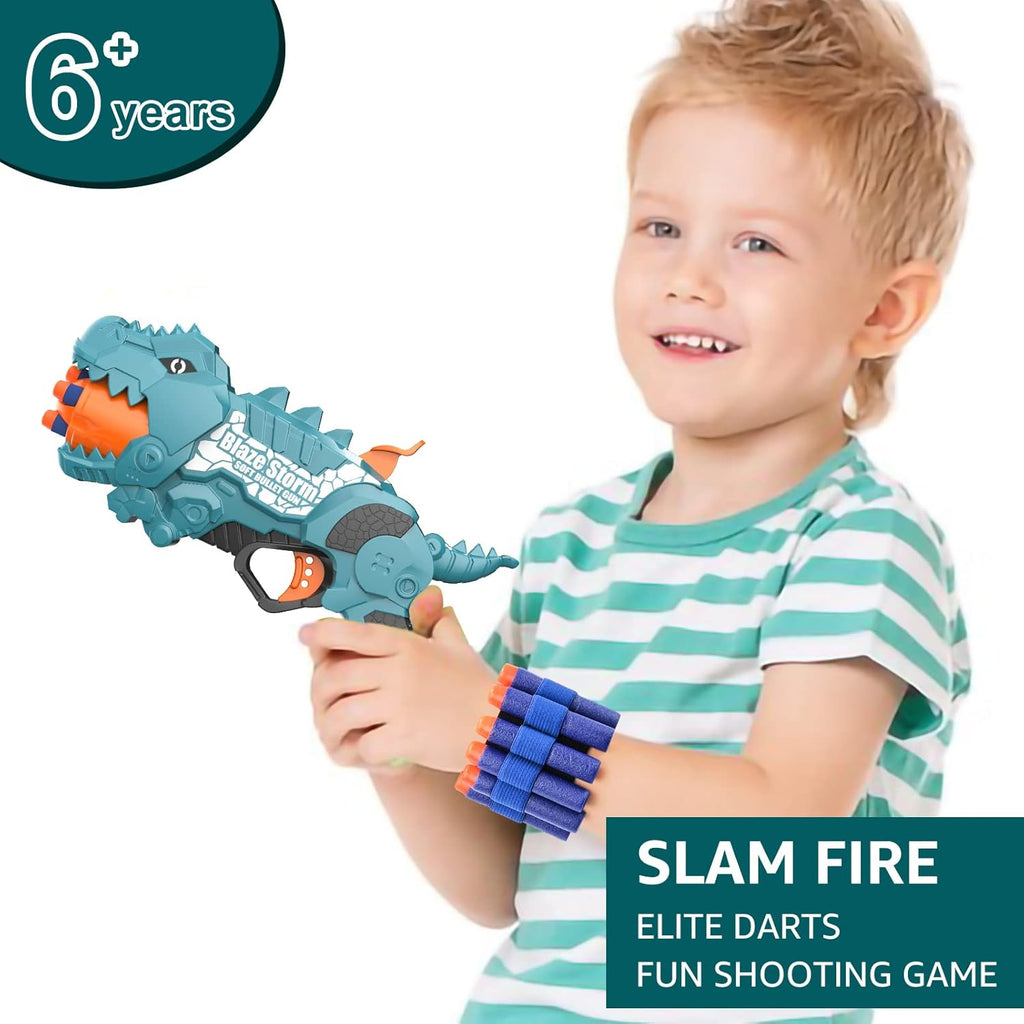 Dinosquad Dino Soft Dart Blaster, 50 Foam Darts, 5-Dart Rotating Drum, Indoor Outdoor Toy Gift for Kids Ages 6+
