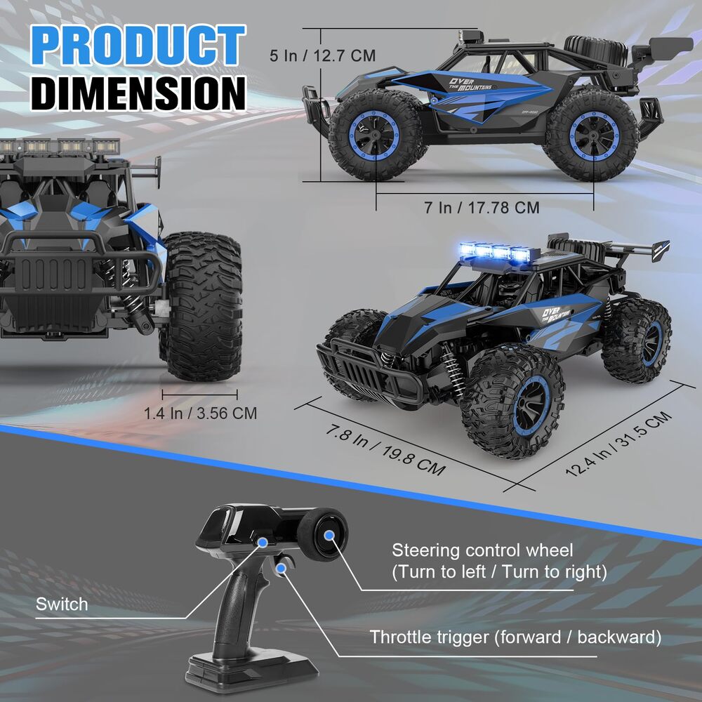 Remote Control Car 2.4GZh High Speed 25km/h 50+min with LED Headlight