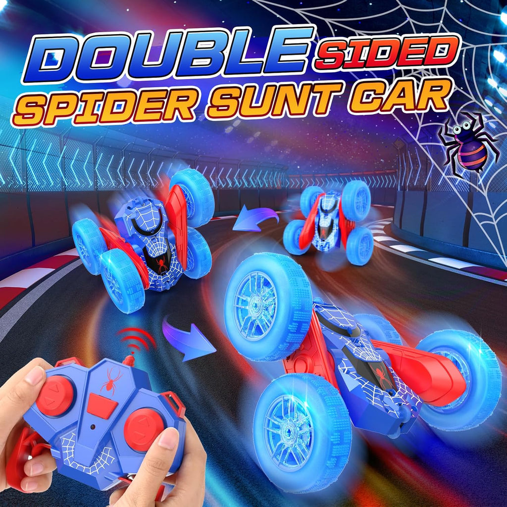 NQD Spider RC Stunt Car: 360° Flip 4WD Off-Road Vehicle with LED Wheels, Toy Gift for Boys Kids 4-12