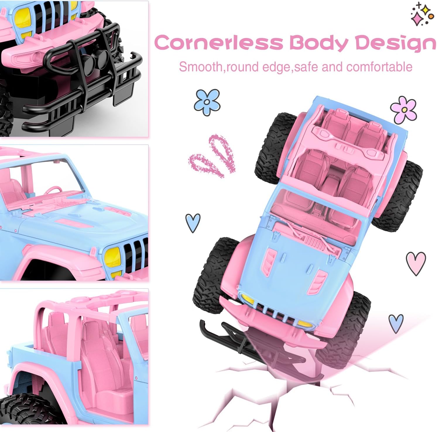 NQD 1:16 2.4Ghz Off Road RC Truck, 80 Mins Play with Stickers, Remote Control Car Gift for Girls Ages 3-6