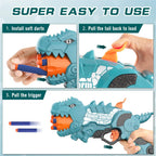 Dinosquad Dino Soft Dart Blaster, 50 Foam Darts, 5-Dart Rotating Drum, Indoor Outdoor Toy Gift for Kids Ages 6+