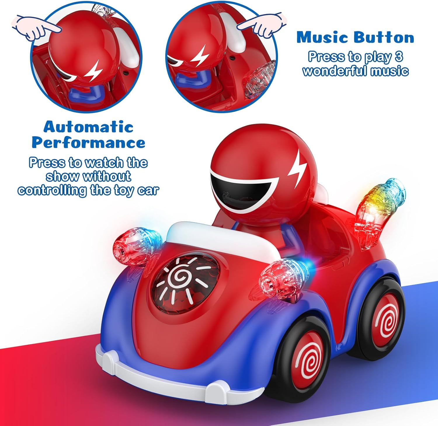 NQD Toddler Spider RC Car: Cartoon Race Toy with Music & Lights, Safe ABS Gift for Kids Boys Girls 3-7