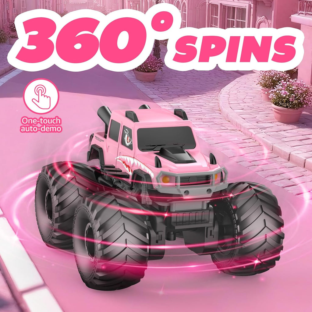 NQD® Pink Amphibious 4x4 RC Monster Truck, Waterproof 360° Rotate 2.4Ghz All Terrain Off-Road Toy Gift for Boys Ages 6-12+