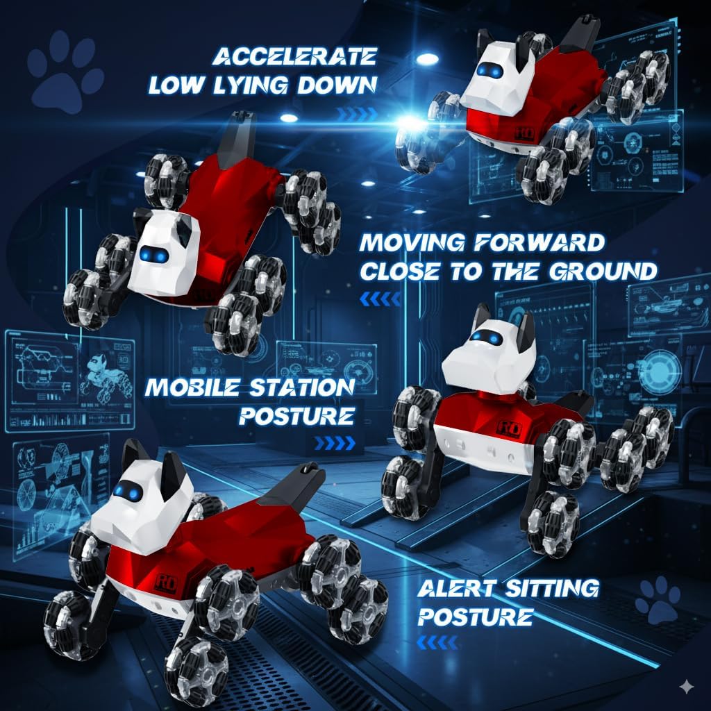 NQD RC Robot Dog Toy: 360° Spin Stunt Robotic Car with LED Eyes & Sound, Ideal Gift for Kids Boys Girls