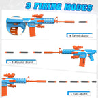 Motorized Rechargeable Soft Dart Blaster Set, Tactical Vest, Multi-Play, 3 Modes, 2 Clips & 150 Foam Darts, Kids Gift