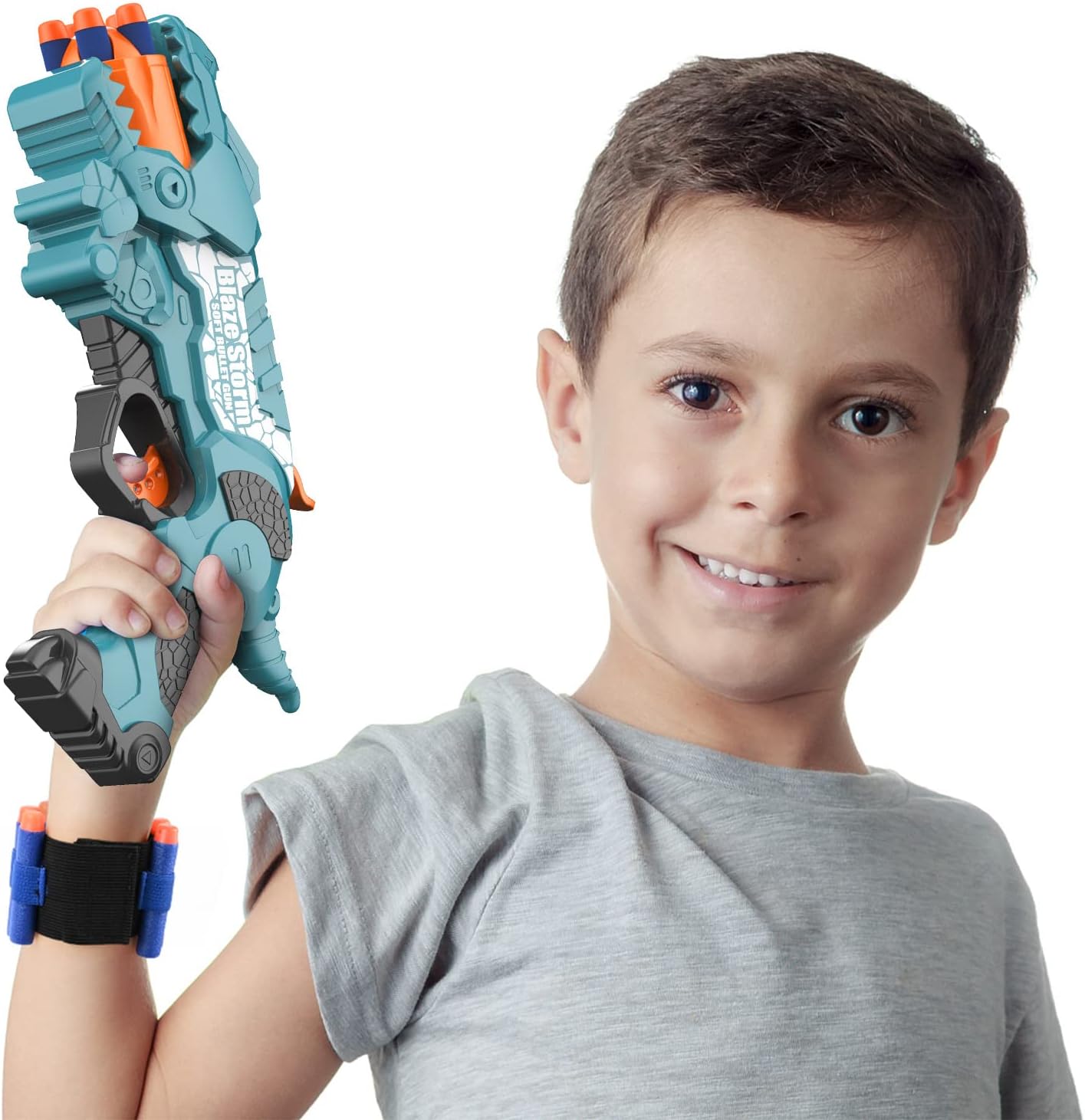 Dinosquad Dino Soft Dart Blaster, 50 Foam Darts, 5-Dart Rotating Drum, Indoor Outdoor Toy Gift for Kids Ages 6+