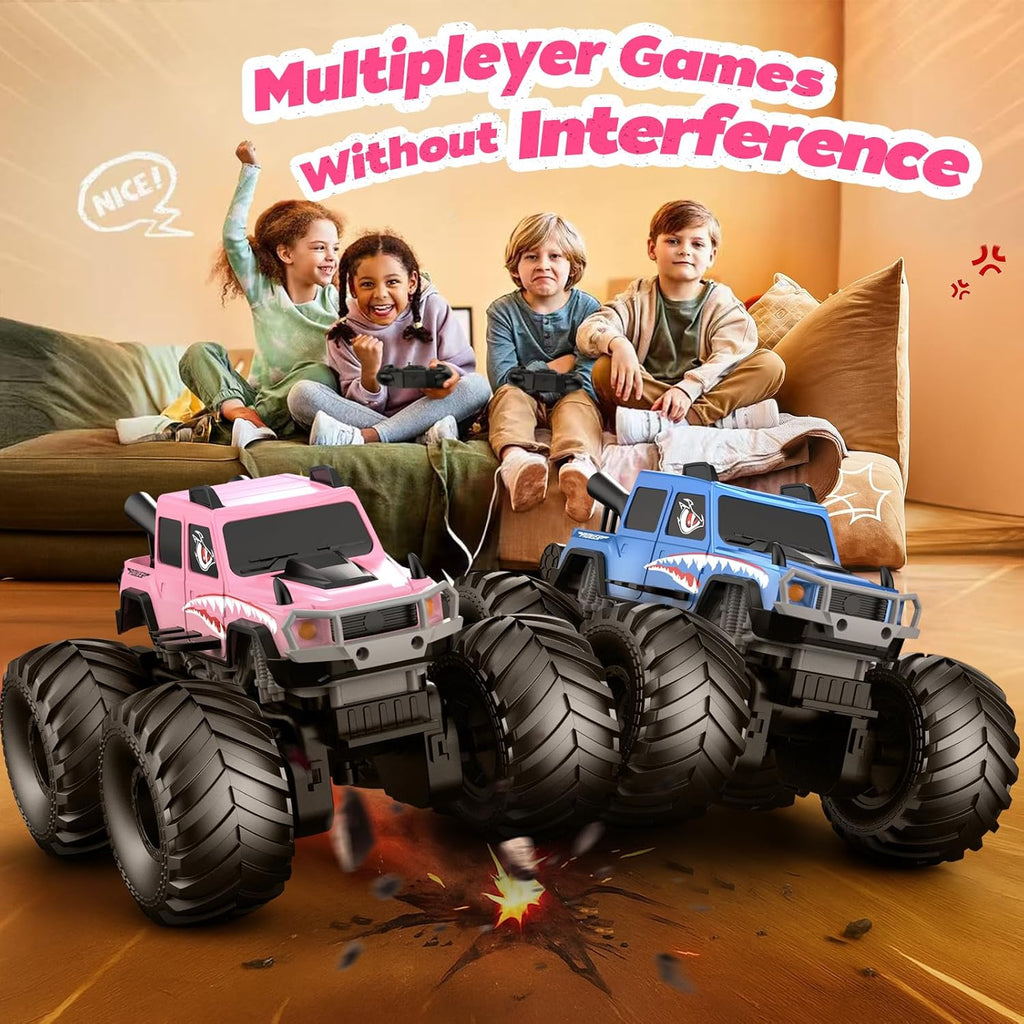 NQD® Pink Amphibious 4x4 RC Monster Truck, Waterproof 360° Rotate 2.4Ghz All Terrain Off-Road Toy Gift for Boys Ages 6-12+