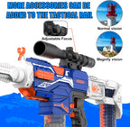 Auto Rechargeable Soft Dart Blaster Kit, Tactical Vest, Scope, Detachable Stock, Dual Modes, 150 Darts, Gift Kids 8-12