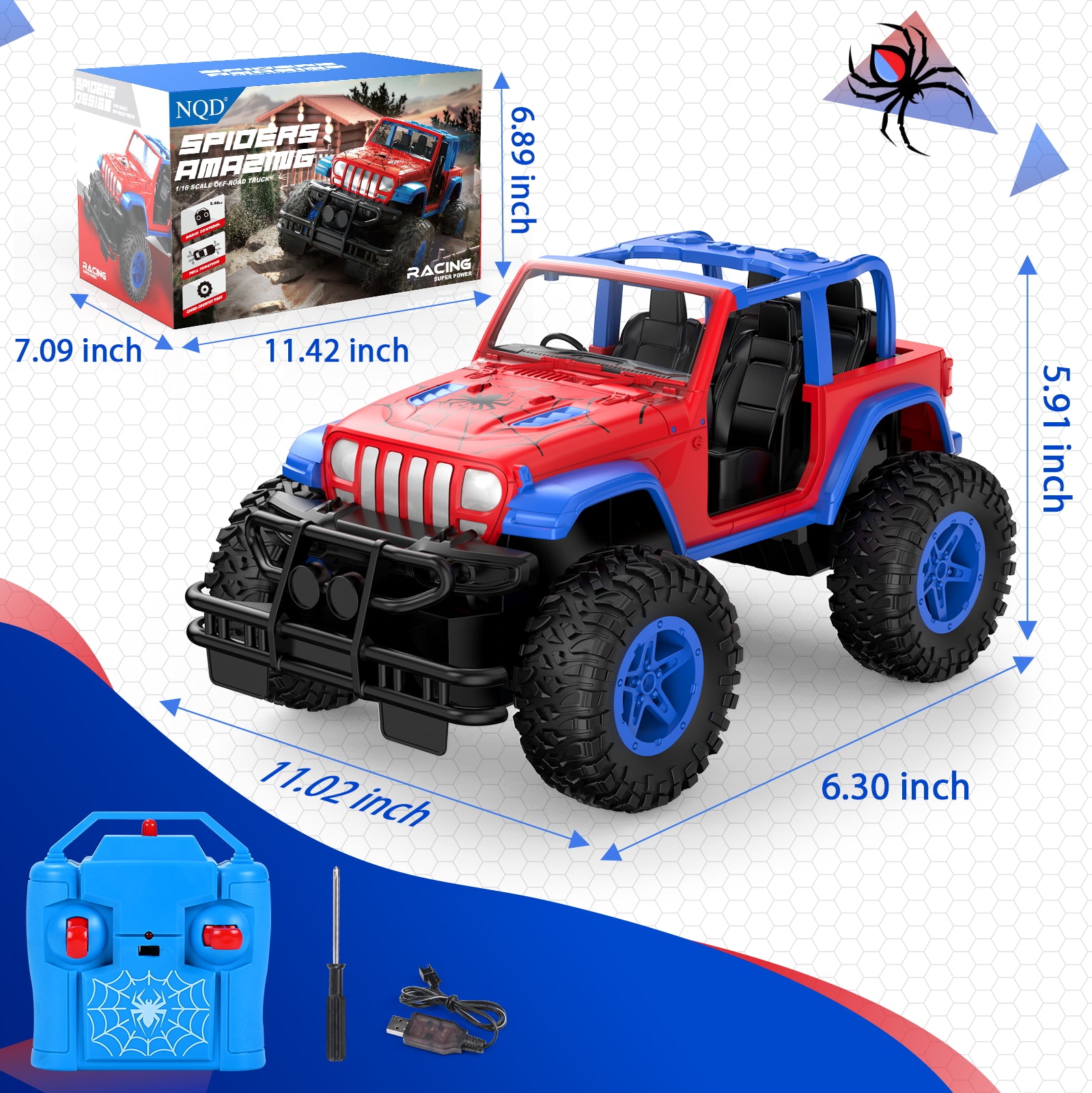 NQD 1:16 2.4Ghz Off Road RC Truck, 80 Mins Play with Stickers, Remote Control Car Gift for Girls Ages 3-6