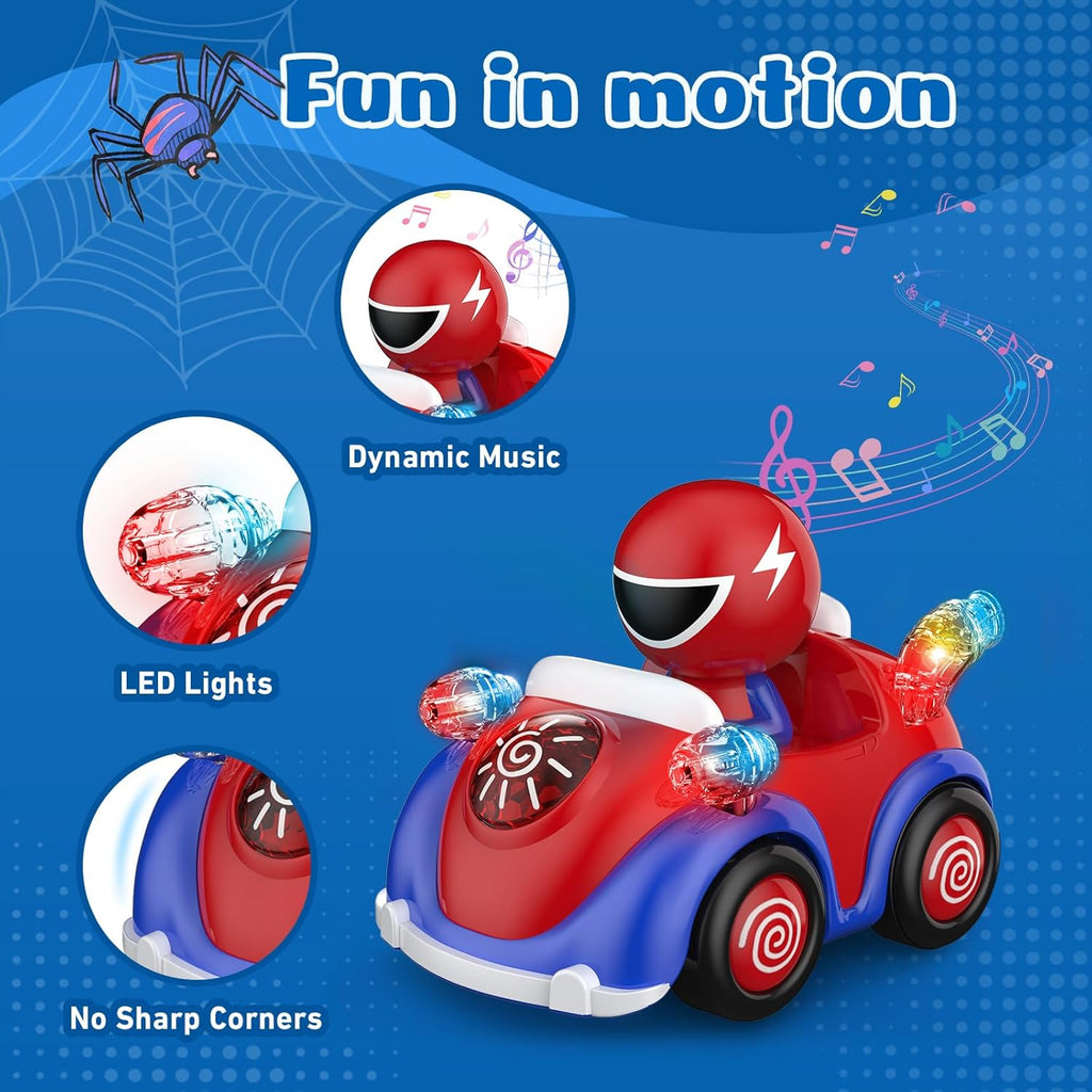 NQD Toddler Spider RC Car: Cartoon Race Toy with Music & Lights, Safe ABS Gift for Kids Boys Girls 3-7
