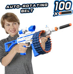 JakMean Blue Electric Auto Soft Dart Blaster, Scope, 30 Dart Clips, 100 Foam Darts, Outdoor Shooting Gift for Ages 6-12 & Adults