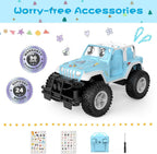 NQD Blue 1:16 Remote Control Off Road RC Truck, 2.4Ghz All Terrain Toy Car with Stickers, 80 Mins Playtime Gift for Kids
