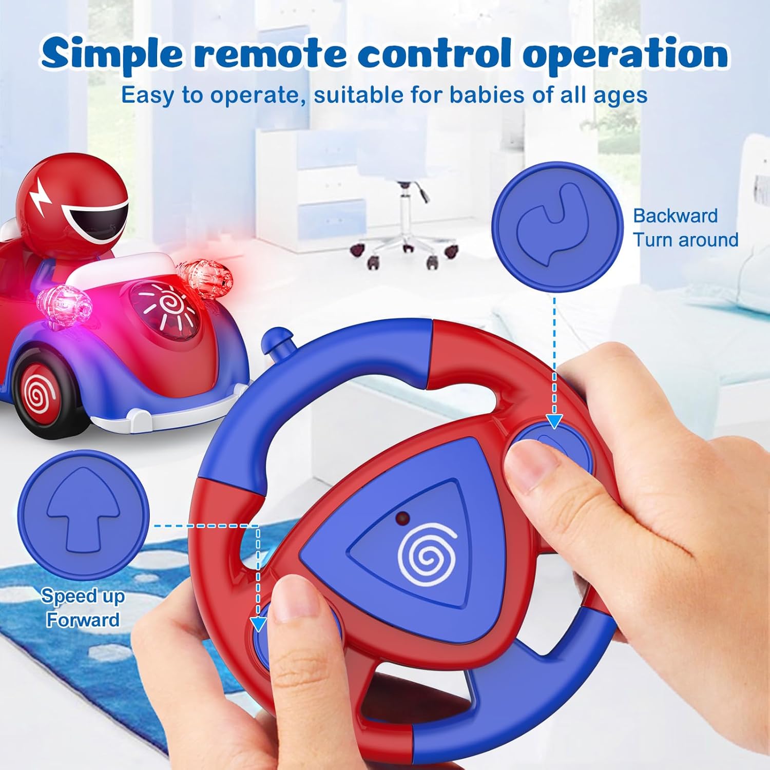 NQD Toddler Spider RC Car: Cartoon Race Toy with Music & Lights, Safe ABS Gift for Kids Boys Girls 3-7