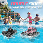 NQD® Pink Amphibious 4x4 RC Monster Truck, Waterproof 360° Rotate 2.4Ghz All Terrain Off-Road Toy Gift for Boys Ages 6-12+