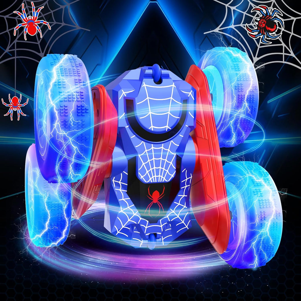 NQD Spider RC Stunt Car: 360° Flip 4WD Off-Road Vehicle with LED Wheels, Toy Gift for Boys Kids 4-12