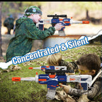 Auto Rechargeable Soft Dart Blaster Kit, Tactical Vest, Scope, Detachable Stock, Dual Modes, 150 Darts, Gift Kids 8-12