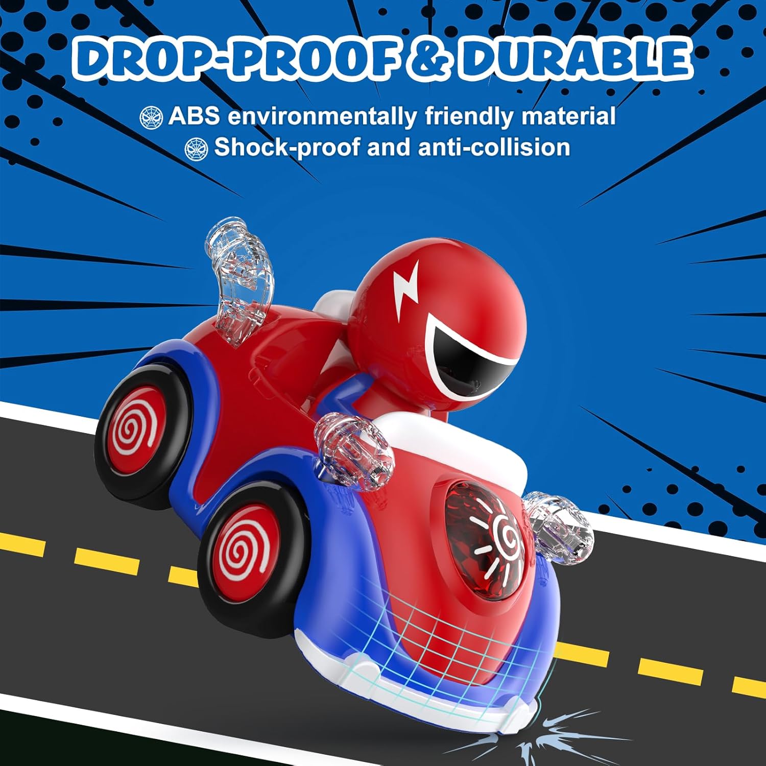 NQD Toddler Spider RC Car: Cartoon Race Toy with Music & Lights, Safe ABS Gift for Kids Boys Girls 3-7